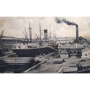 Steamer Dakota In Drydock US Navy Yard Bremerton Washington Boat Ship Postcard